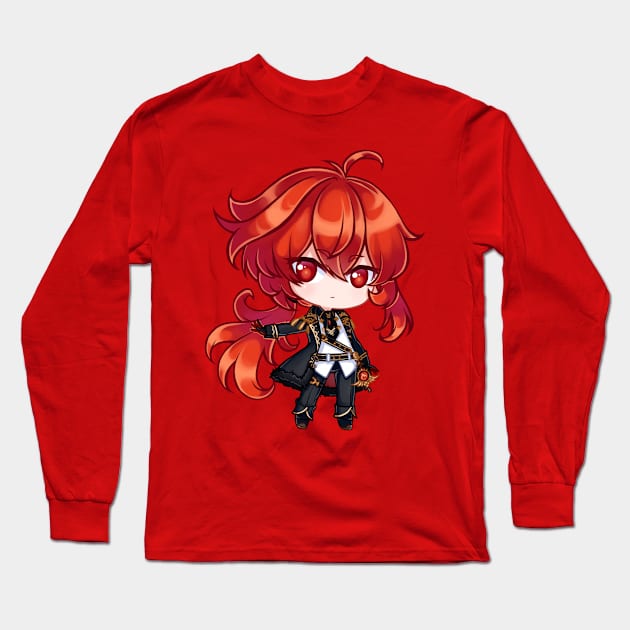 Diluc chibi Long Sleeve T-Shirt by HellaKumii